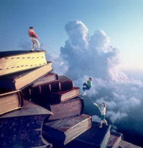 Children Climbing a Mountain of Books 1993