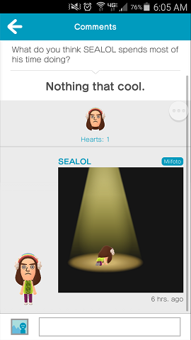 Reacting to your friends' answers creatively can be fun in Miitomo.
