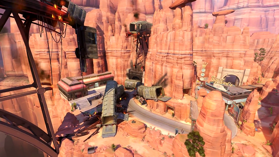 Overwatch maps, like Route 66 pictured here, are varied and offer endless strategy and variation.